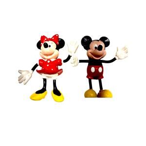 Vintage Disney-Applause Mickey and Minnie Mouse Bendable 5.25" Figures.